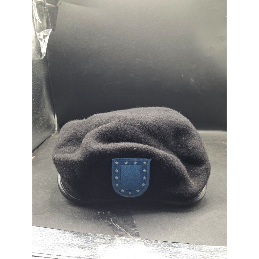 US Army Black Wool Beret DSCP Garrison Collection Military Hat Size 6 7/8